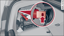 Luggage compartment: Location of the retaining screw for the rear light